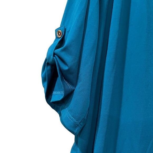 New Cure 2XL Stretchy V-Neck 1/2 Rolled Sleeve Career Blouse - Picture 3 of 10